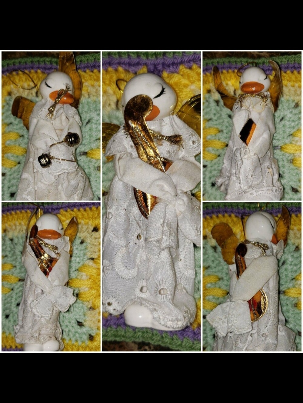 Vintage Duck Angel Christmas Ornament Lot Of Five (5)